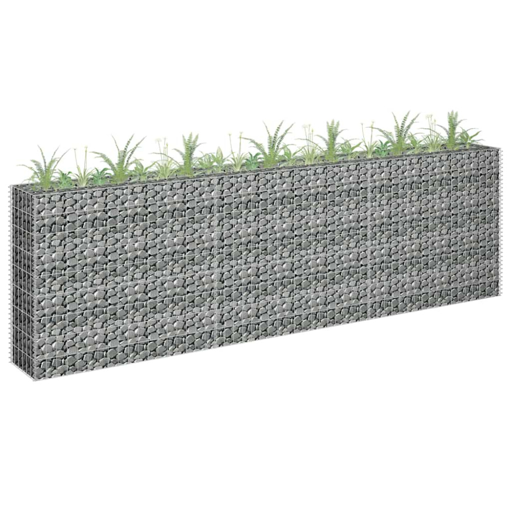 Produktbild för Planteringsgabion upphöjd galvaniserat stål 270x30x90 cm