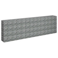 Produktbild för Planteringsgabion upphöjd galvaniserat stål 270x30x90 cm