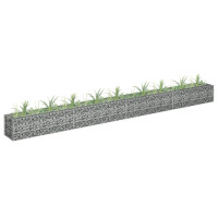 Produktbild för Planteringsgabion upphöjd galvaniserat stål 360x30x30 cm