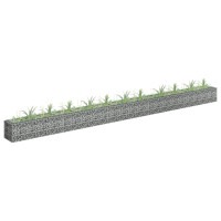 Produktbild för Planteringsgabion upphöjd galvaniserat stål 450x30x30 cm