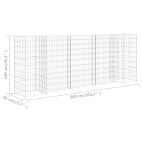 Produktbild för Planteringsgabion H-formad stål 260x40x100 cm