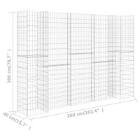 Produktbild för Planteringsgabion H-formad stål 260x40x200 cm