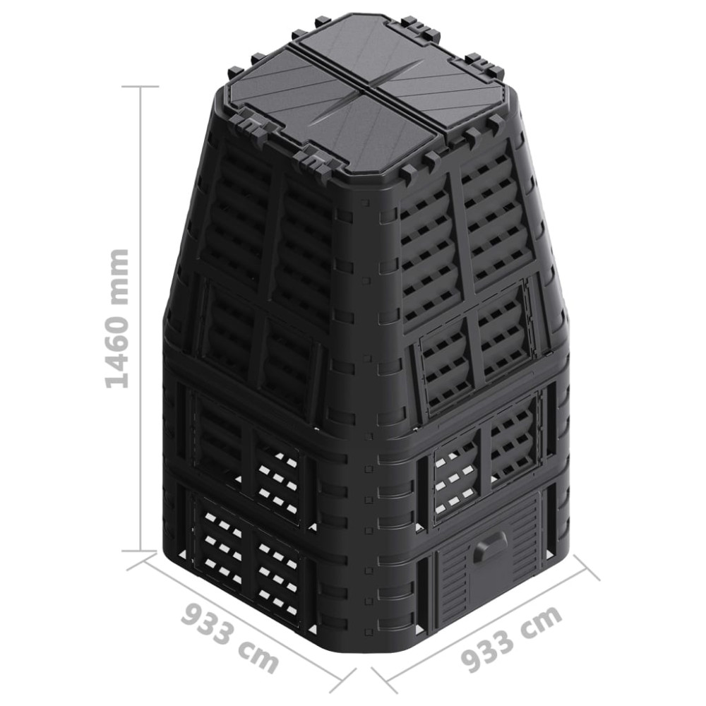 Produktbild för Kompostlåda svart 93,3x93,3x146 cm 1000 L