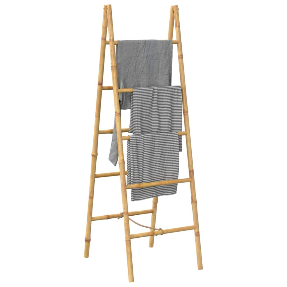 Produktbild för Dubbel handduksstege med 5 pinnar bambu 50x160 cm