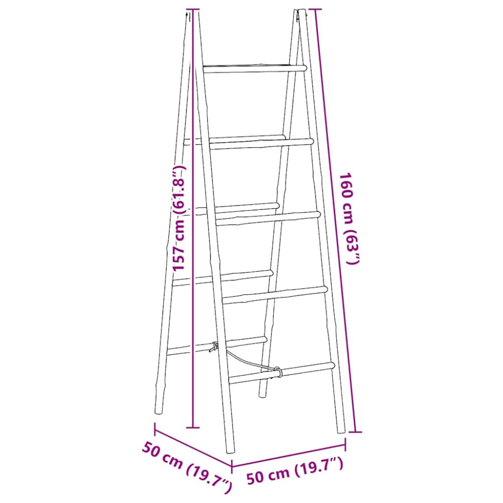 Produktbild för Dubbel handduksstege med 5 pinnar bambu 50x160 cm