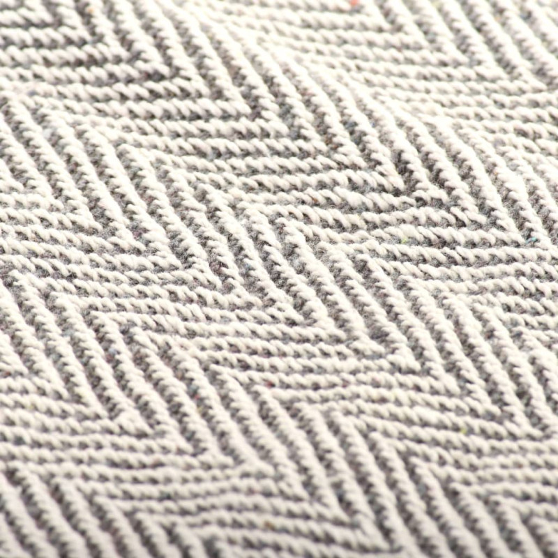 Produktbild för Filt bomull fiskbensmönster 125x150 cm grå