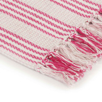 Produktbild för Filt bomull ränder 125x150 cm rosa och vit