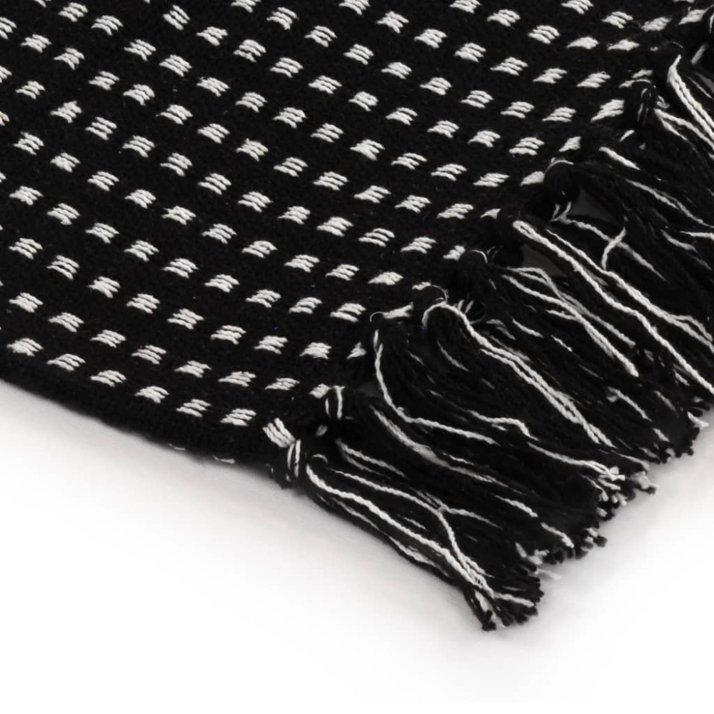Produktbild för Filt bomull fyrkanter 125x150 cm svart