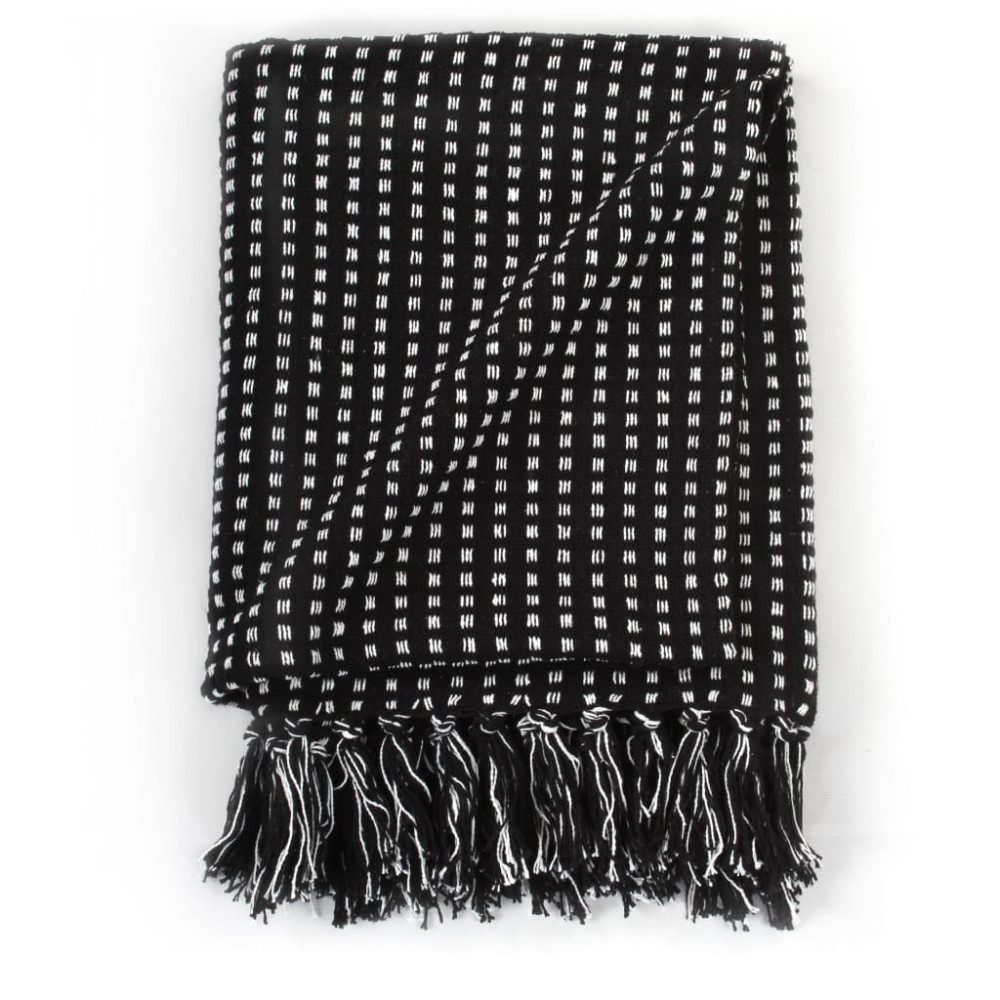 Produktbild för Filt bomull fyrkanter 160x210 cm svart