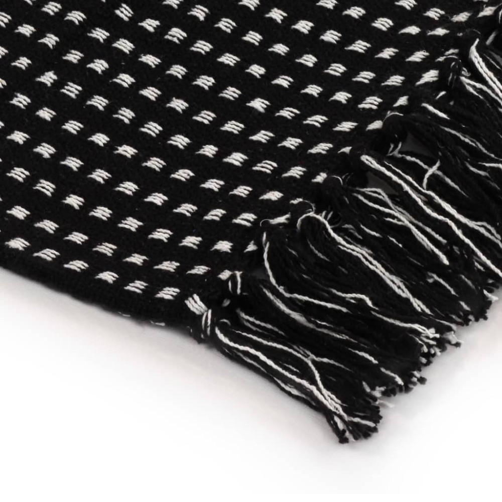 Produktbild för Filt bomull fyrkanter 160x210 cm svart