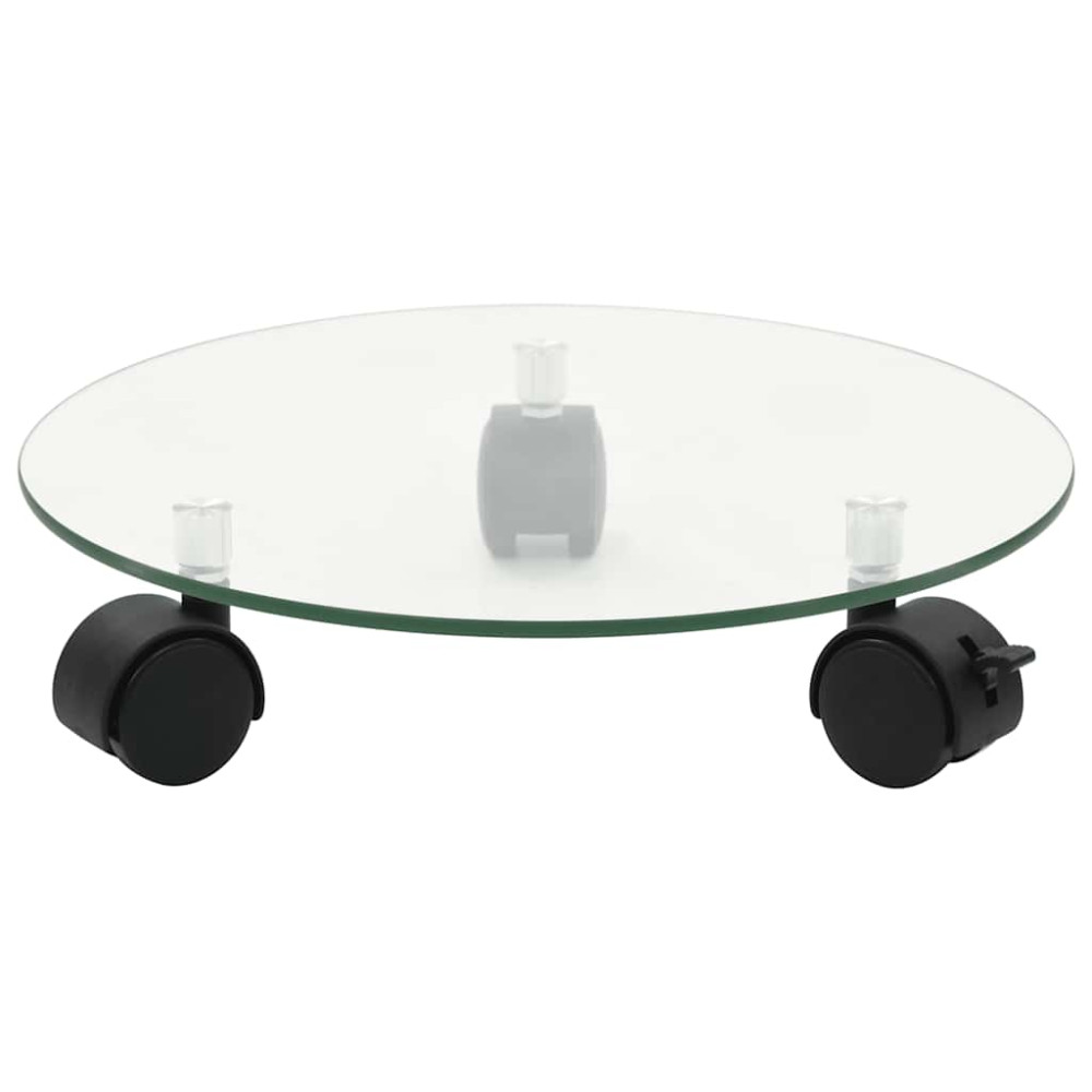 Produktbild för Växtställ på hjul 2 st härdat glas 28 cm rund