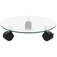 Produktbild för Växtställ på hjul 2 st härdat glas 28 cm rund