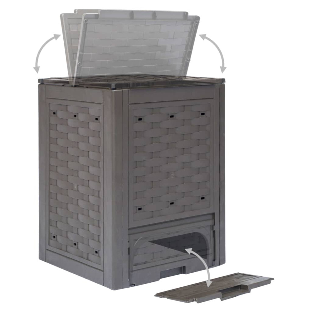 Produktbild för Trädgårdskompost 3 st brun 60x60x83 cm 900 L plastrotting