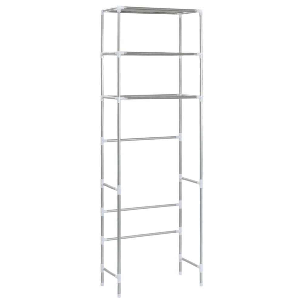 Produktbild för Toaletthylla med 3 hyllplan silver 53x28x169 cm