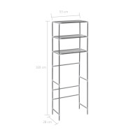 Produktbild för Toaletthylla med 3 hyllplan silver 53x28x169 cm