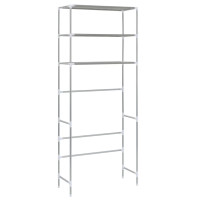 Produktbild för Hylla för tvättmaskin med 3 hyllplan silver 69x28x169 cm