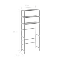 Produktbild för Hylla för tvättmaskin med 3 hyllplan silver 69x28x169 cm