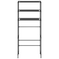 Produktbild för Hylla för tvättmaskin med 3 hyllplan svart 69x28x169 cm