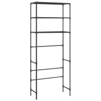 Produktbild för Hylla för tvättmaskin med 3 hyllplan svart 69x28x169 cm