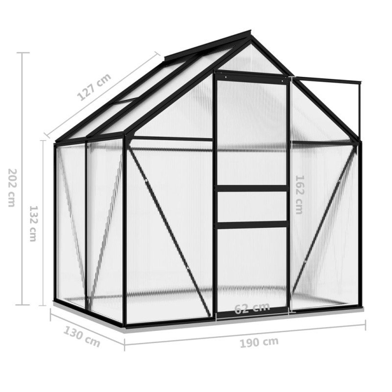 Produktbild för Växthus antracit aluminium 2,47 m³