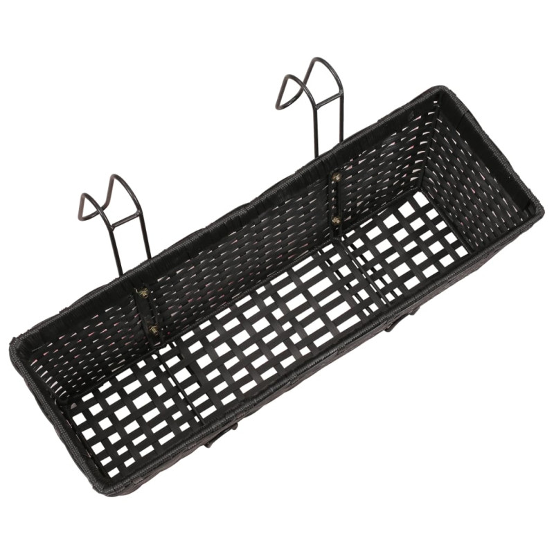 Produktbild för Blomlåda för balkong 2-pack konstrotting/zink svart 50cm