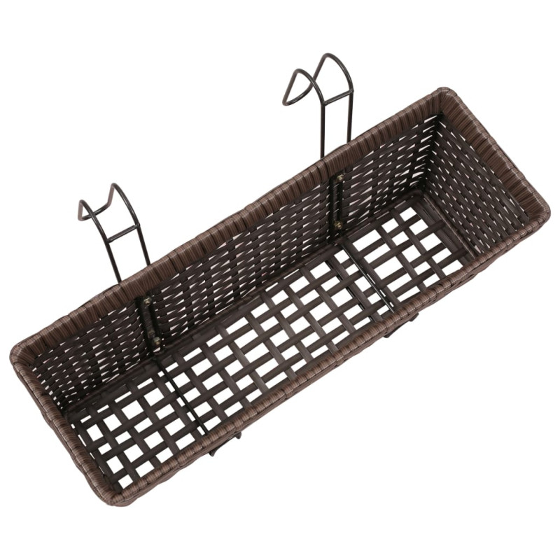 Produktbild för Blomlåda för balkong 2-pack konstrotting/zink brun 50cm