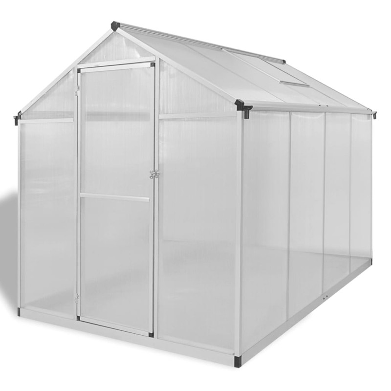 Produktbild för Växthus i förstärkt aluminium med basram 4,6 m²