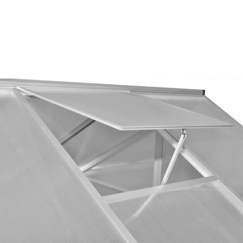 Produktbild för Växthus i förstärkt aluminium med basram 4,6 m²