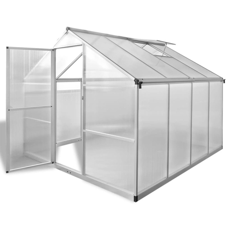 Produktbild för Växthus i förstärkt aluminium med basram 6,05 m²
