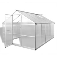 vidaXL Växthus i förstärkt aluminium med basram 7,55 m²