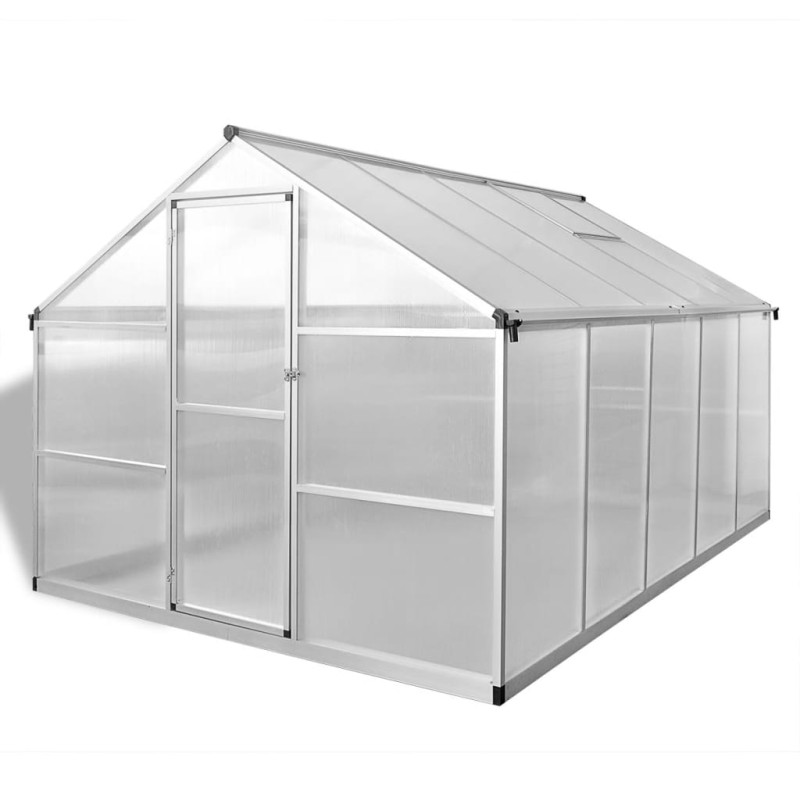 Produktbild för Växthus i förstärkt aluminium med basram 7,55 m²