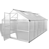 Miniatyr av produktbild för Växthus i förstärkt aluminium med basram 9,025 m²