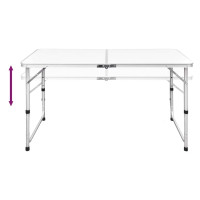 Produktbild för Hopfällbart campingbord höjdjusterbar aluminium 120x60 cm