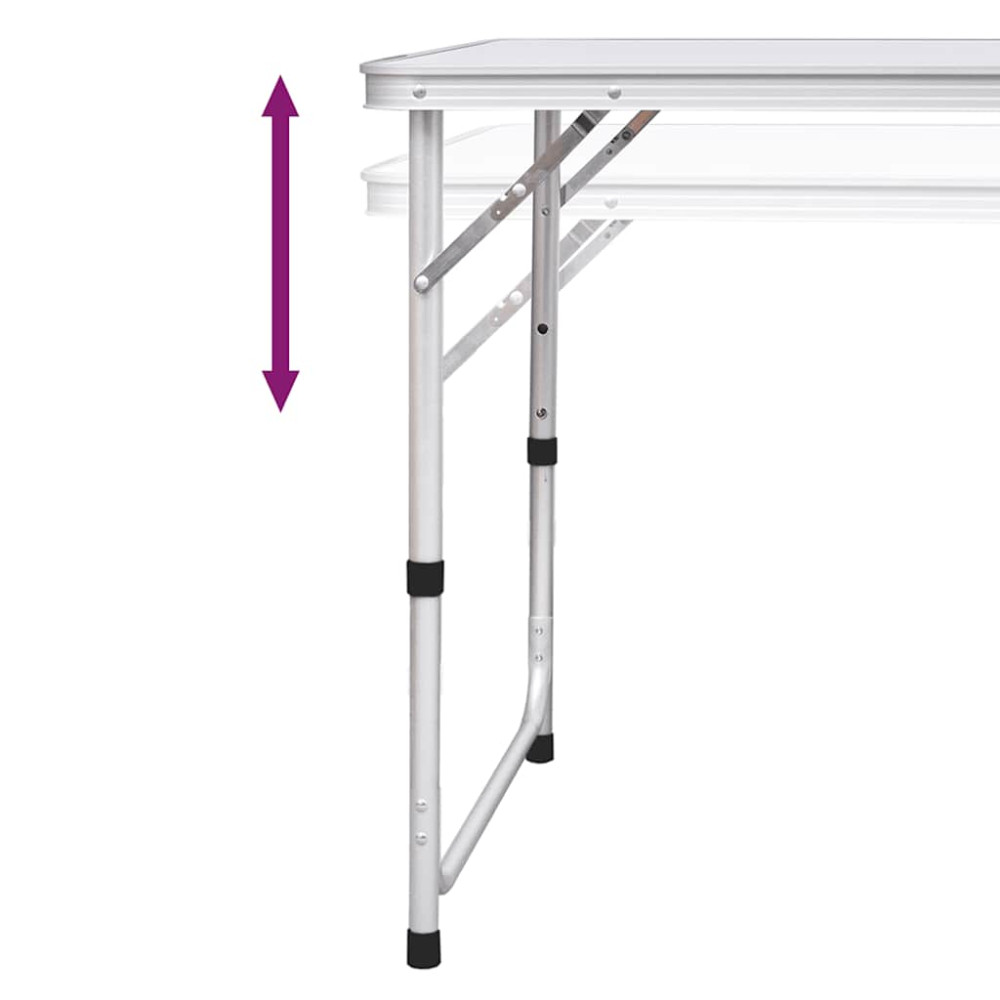 Produktbild för Hopfällbart campingbord höjdjusterbar aluminium 120x60 cm