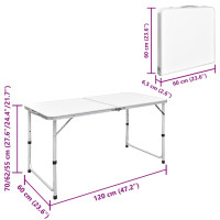 Produktbild för Hopfällbart campingbord höjdjusterbar aluminium 120x60 cm