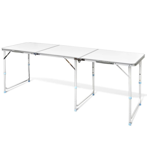 vidaXL Hopfällbart campingbord med justerbar höjd Aluminium 180 x 60 cm