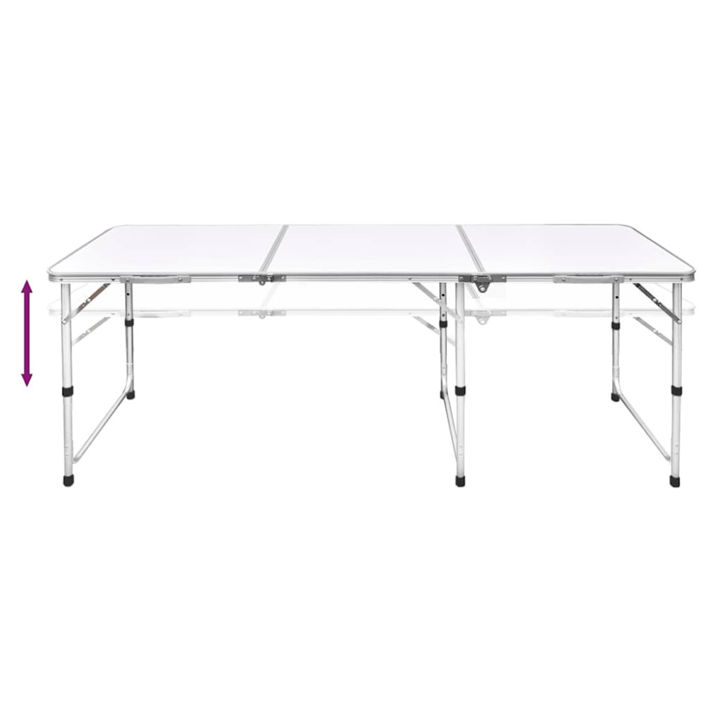 Produktbild för Hopfällbart campingbord med justerbar höjd Aluminium 180 x 60 cm