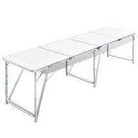 Produktbild för Hopfällbart campingbord med justerbar höjd Aluminium 240 x 60 cm