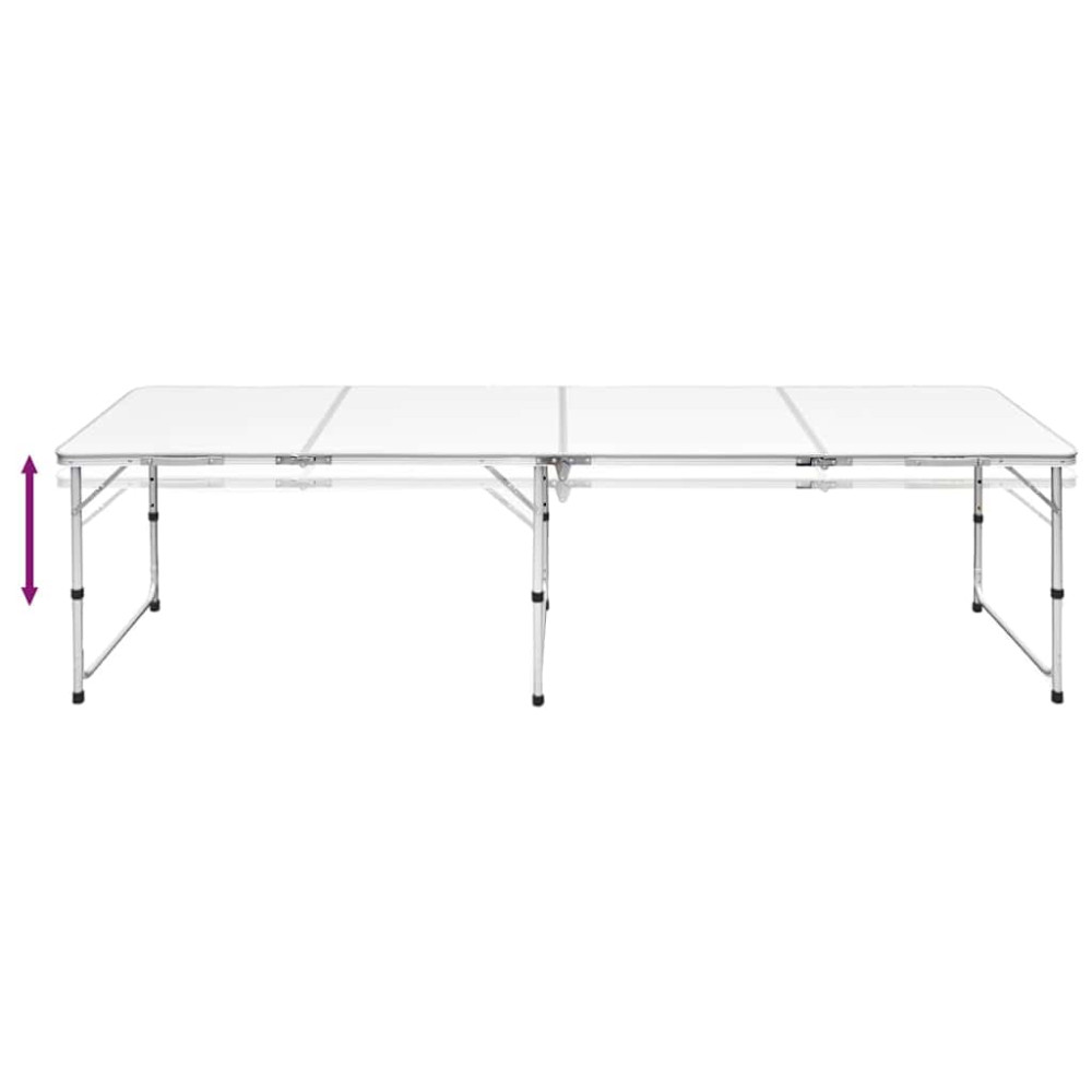 Produktbild för Hopfällbart campingbord med justerbar höjd Aluminium 240 x 60 cm