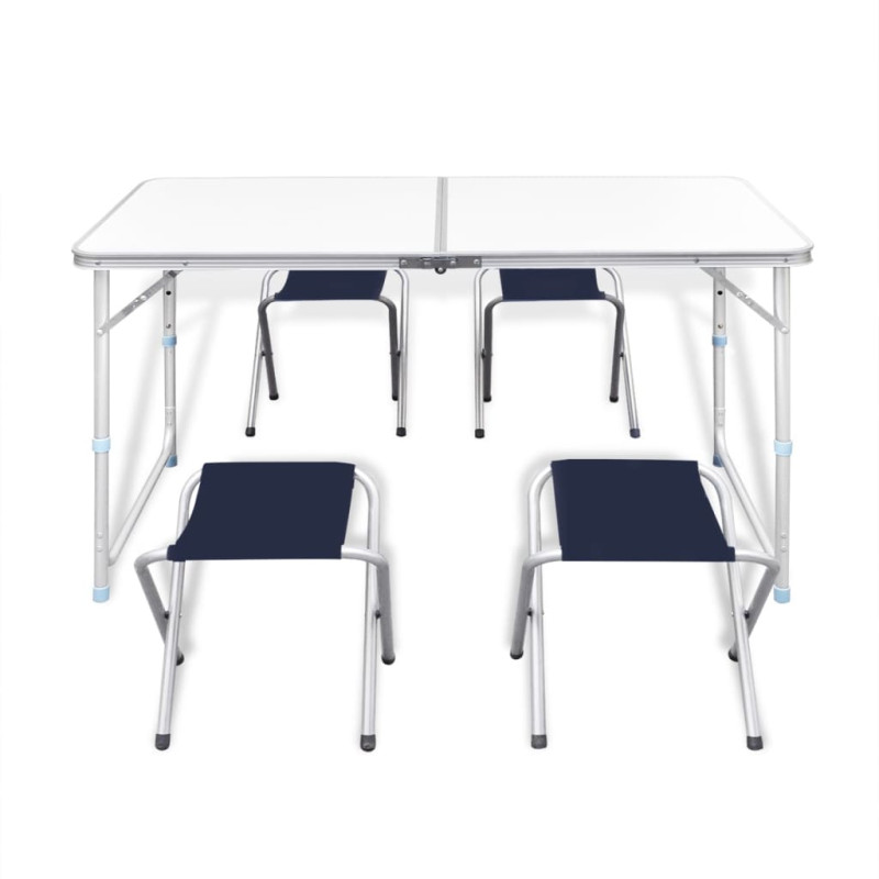 Produktbild för Campingbord med 4 pallar set Aluminium 120 x 60 cm