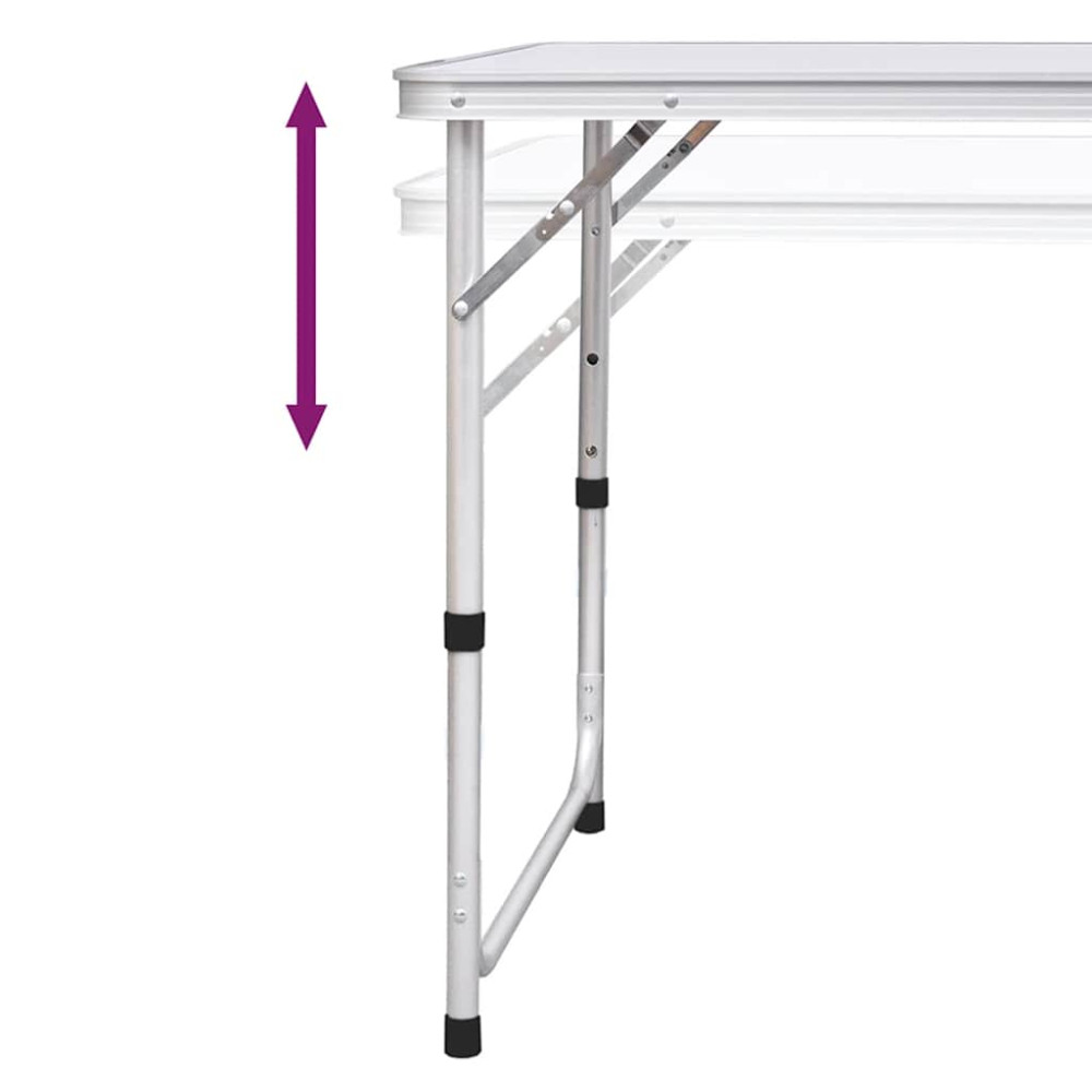 Produktbild för Campingbord med 6 stolar, hopfällbar och justerbar i höjd) 180 x 60 cm