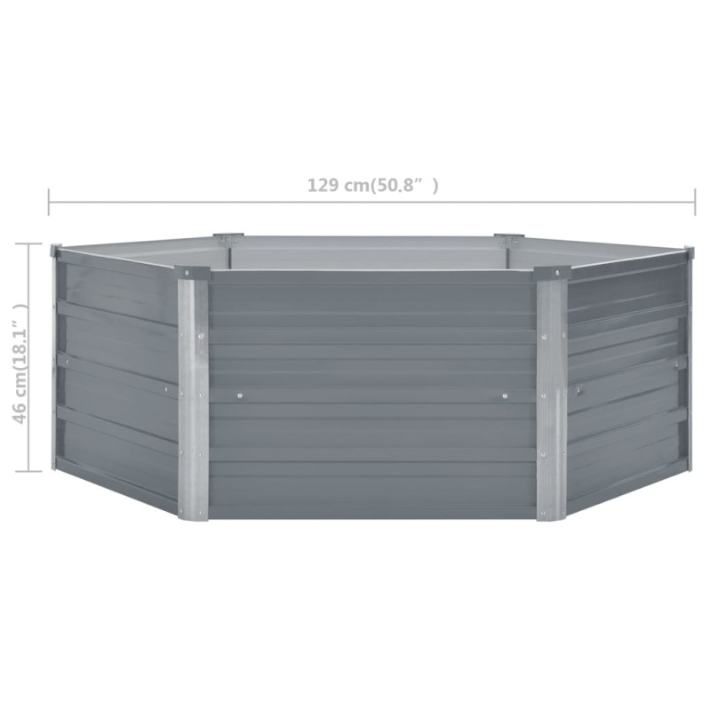 Produktbild för Odlingslåda 129x129x46 cm galvaniserat stål grå