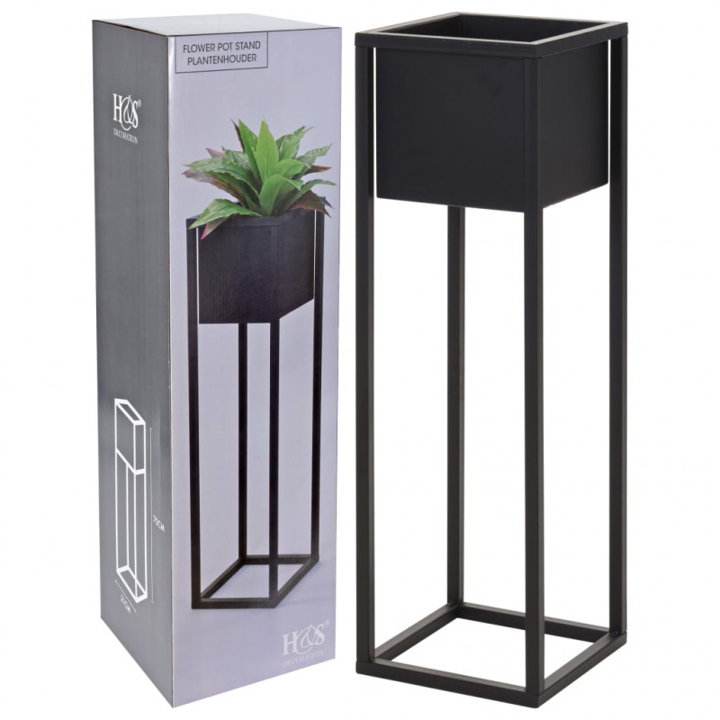 Produktbild för H&S Collection Blomkruka på stativ metall svart 70 cm