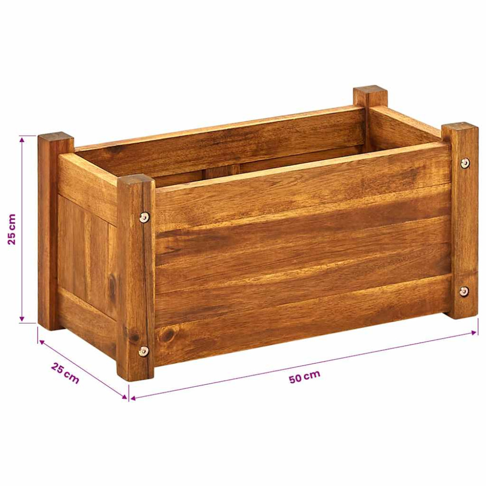 Produktbild för Blomlåda upphöjd akaciaträ 50x25x25 cm