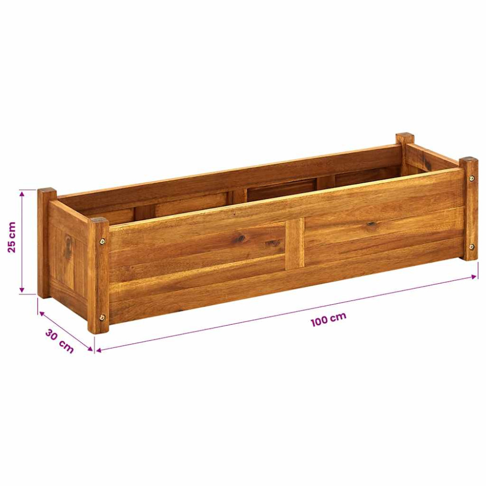 Produktbild för Blomlåda upphöjd akaciaträ 100x30x25 cm