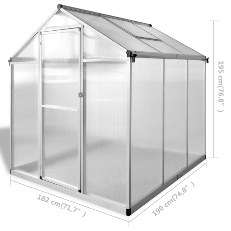 Produktbild för Växthus 3,46 m² förstärkt aluminium