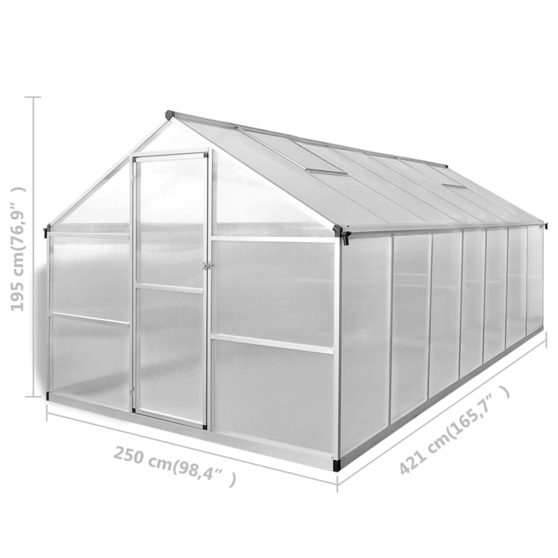 Produktbild för Växthus 10,53 m² förstärkt aluminium