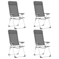 Produktbild för Hopfällbara campingstolar 4 st aluminium grå