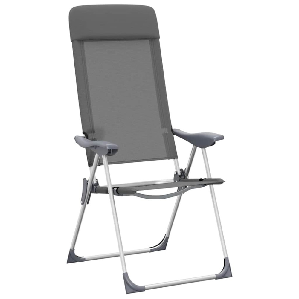 Produktbild för Hopfällbara campingstolar 4 st aluminium grå