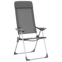 Produktbild för Hopfällbara campingstolar 4 st aluminium grå